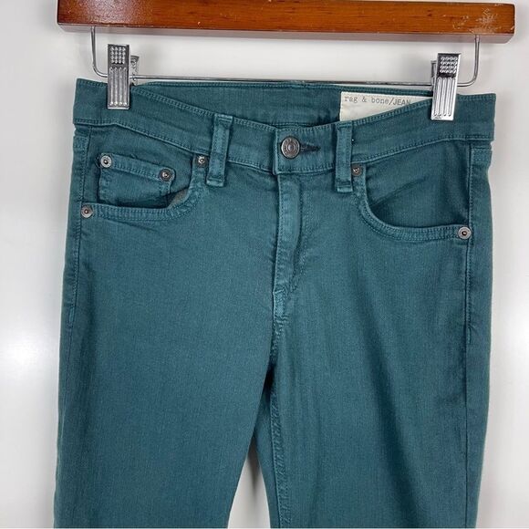 Rag & Bone Dark Green Skinny Jeans Stretch Women's Size 24 - Picture 2 of 8